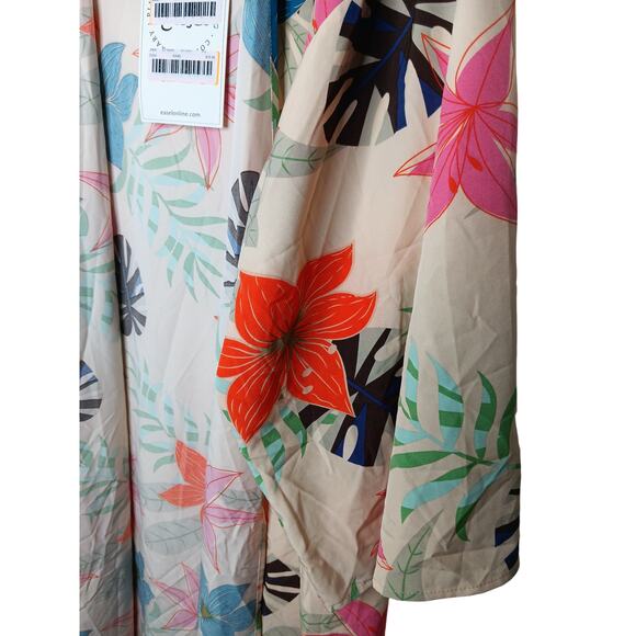 Easel 1X Kimono Duster Longline Floral Print Open Front Lightweight Cover - Picture 7 of 12